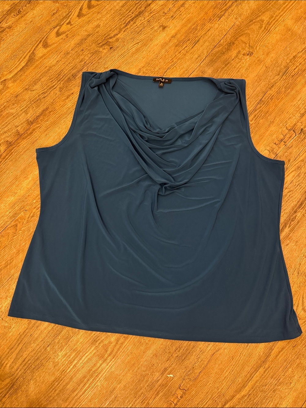 Sami & Jo Teal Draped Cowl Neck Sleeveless Camisole